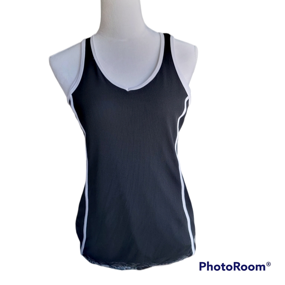 FILA SPORT PERFORMANCE LINED WOMEN'S TANK BLACK/WHITE TOP  MEDIUM